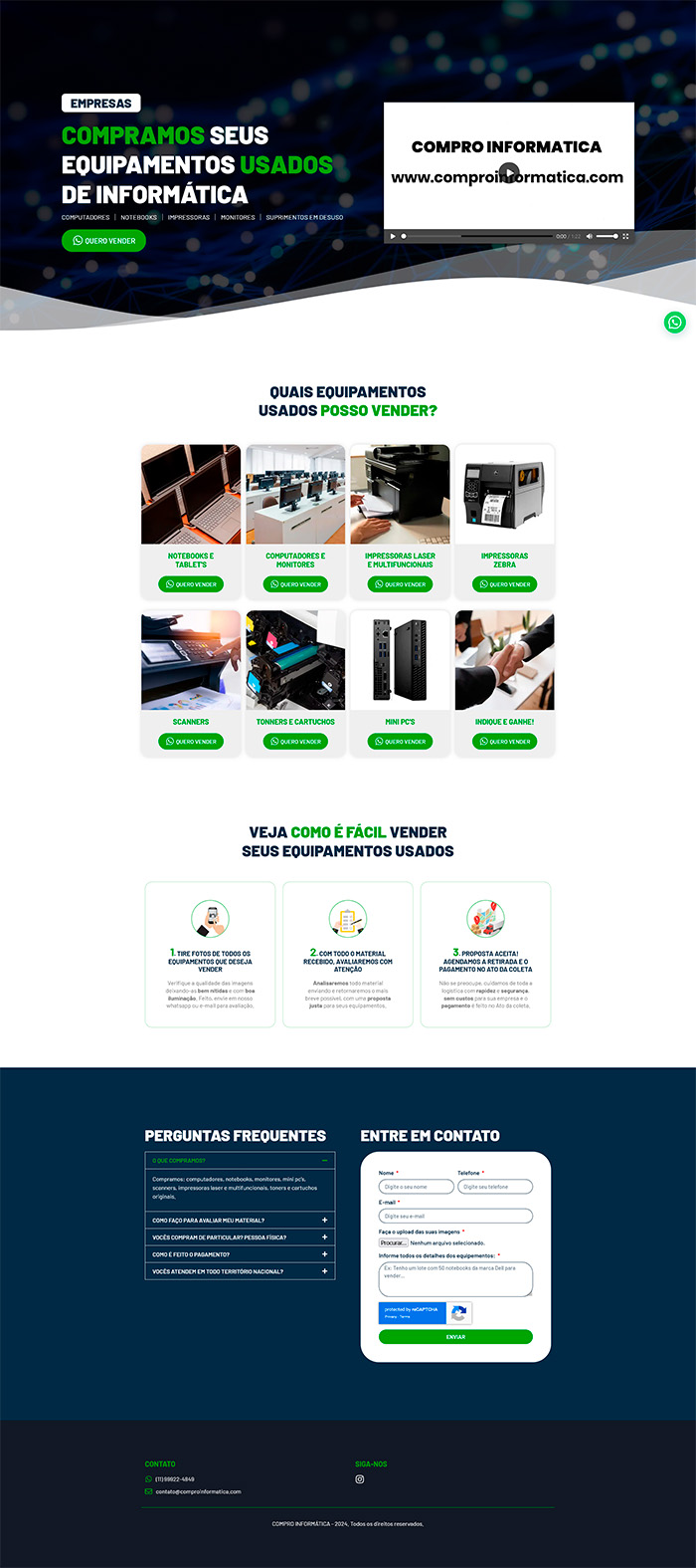 Print da Landing Page do site Compro Informática.